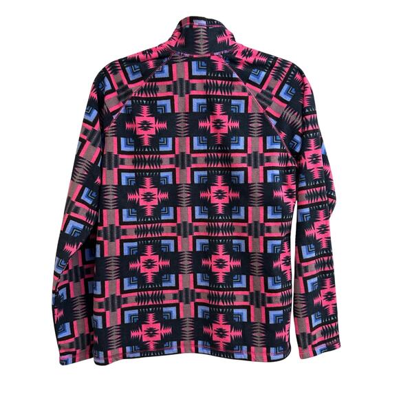 Eddie Bauer Black Pink Blue Aztec Pullover Quest Fleece 1/4 Zip Jacket Med NEW - Picture 4 of 8